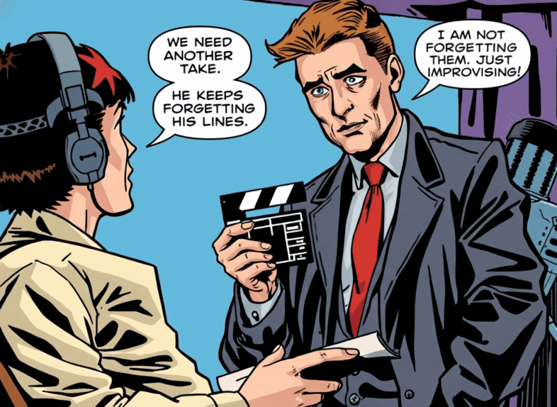 Dramatic actor forgetting his lines